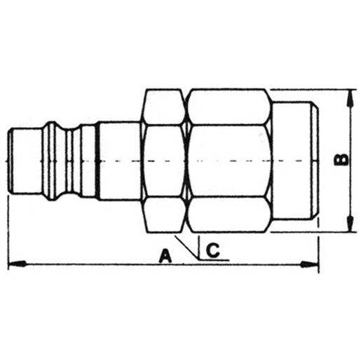 Technische Zeichnung von Kupplung ohne Ventil mit Schlauchanschluss - Serie 320 CEJN 100